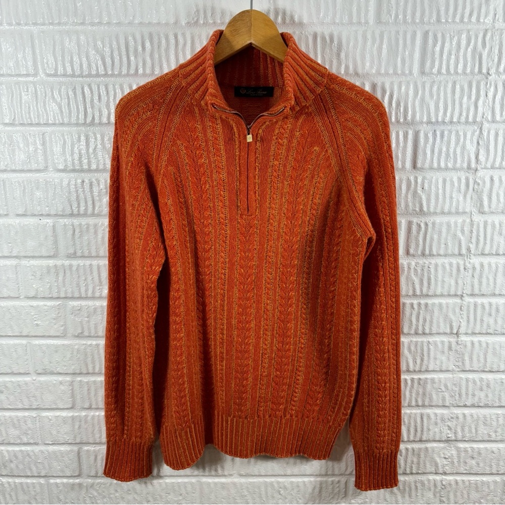 Loro Piana Orange Zip Up Sweater